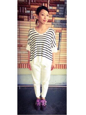 「adidas（アディダス）のアイテム（スニーカー、ブラウン系）」を使った、＊＊kainatsu＊＊さん（レディース・156cm）の夏コーディネート