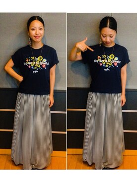 「gol.のアイテム（Tシャツ/カットソー、ブルー系）」を使った、＊＊kainatsu＊＊さん（レディース・156cm）の夏コーディネート