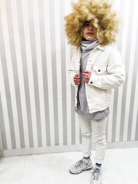 「白いスニーカー」｜「アイテム（デニムジャケット）」を使った、YCさん（メンズ・165cm）の春コーディネート