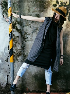 「pizza cut five（ピザカットファイブ）のアイテム（ジャケット/アウター）」を使った、PizzaCutFiveさん（レディース・161cm）の春コーディネート