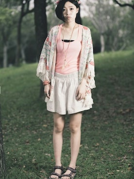 「pizza cut five（ピザカットファイブ）のアイテム（カーゴパンツ）」を使った、PizzaCutFiveさん（レディース・165cm）の夏コーディネート