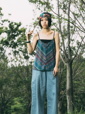 「pizza cut five（ピザカットファイブ）のアイテム」を使った、PizzaCutFiveさん（レディース・165cm）の夏コーディネート