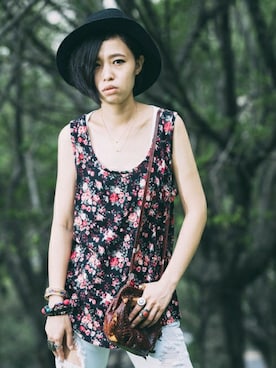 「pizza cut five（ピザカットファイブ）のアイテム」を使った、PizzaCutFiveさん（レディース・165cm）の夏コーディネート