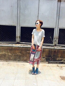 「pizza cut five（ピザカットファイブ）のアイテム（パンツ）」を使った、PizzaCutFiveさん（レディース・165cm）の夏コーディネート