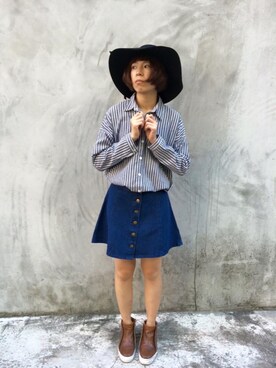 「pizza cut five（ピザカットファイブ）のアイテム（シャツ/ブラウス）」を使った、PizzaCutFiveさん（レディース・160cm）の秋コーディネート