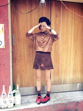 「pizza cut five（ピザカットファイブ）のアイテム（シャツ/ブラウス）」を使った、PizzaCutFiveさん（レディース・165cm）の秋コーディネート