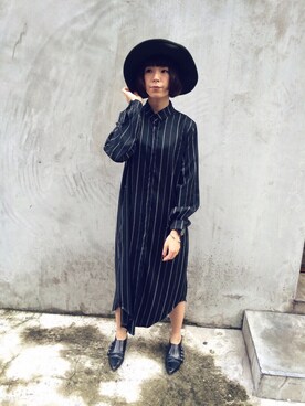 「アイテム（シャツワンピース、ブラック系）」を使った、PizzaCutFiveさん（レディース・160cm）の秋コーディネート