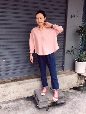 「pizza cut five（ピザカットファイブ）のアイテム（シャツ/ブラウス）」を使った、PizzaCutFiveさん（レディース・165cm）の秋コーディネート