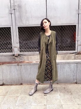 「pizza cut five（ピザカットファイブ）のアイテム（ジャケット/アウター）」を使った、PizzaCutFiveさん（レディース・165cm）の春コーディネート