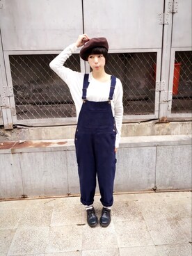 「pizza cut five（ピザカットファイブ）のアイテム（オールインワン・サロペット）」を使った、PizzaCutFiveさん（レディース・160cm）の春コーディネート