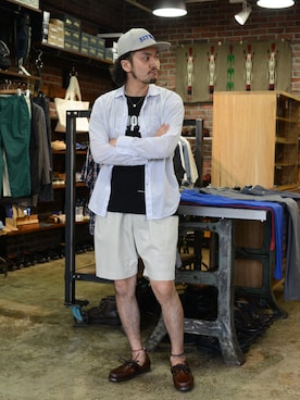 「Paraboot（パラブーツ）のアイテム（レインシューズ）」を使った、いっせいさん（メンズ・174cm）の夏コーディネート