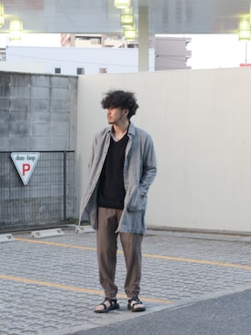「BASISBROEK（バシスブルック）のアイテム（パンツ）」を使った、いっせいさん（メンズ・174cm）の春コーディネート