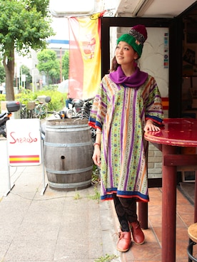 「チャイハネ（チャイハネ）のアイテム（ニットキャップ/ビーニー）」を使った、チャイハネSTAFF  amiさん（レディース・164cm）の冬コーディネート
