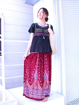 「アイテム（トートバッグ）」を使った、チャイハネSTAFF  amiさん（レディース・164cm）の夏コーディネート