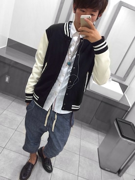 「NET（ネット）のアイテム（スタジャン）」を使った、Yu-Hiさん（メンズ・178cm）の秋コーディネート