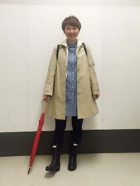 「アイテム（ステンカラーコート）」を使った、うちこさん（レディース・157cm・30代）の春コーディネート