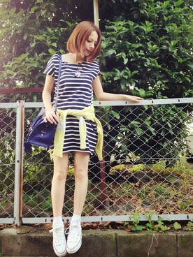「ジャパンブルー」｜「アイテム（ワンピース/ドレス）」を使った、YUUKIさん（レディース・152cm）の夏コーディネート