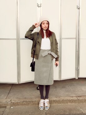 「miu miu（ミュウミュウ）のアイテム（スニーカー）」を使った、YUUKIさん（レディース・152cm）の冬コーディネート