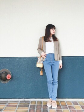 「VIS（ビス）のアイテム（ノーカラージャケット）」を使った、YUUKIさん（レディース・152cm）の春コーディネート