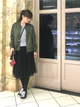 「miu miu（ミュウミュウ）のアイテム（スニーカー）」を使った、YUUKIさん（レディース・152cm）の冬コーディネート