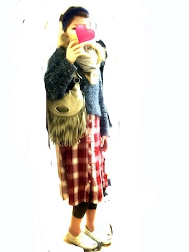 「アイテム（シャツワンピース、レッド系）」を使った、demiさん（レディース・161cm）の春コーディネート