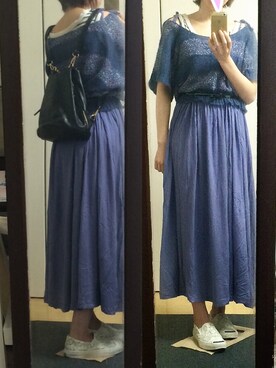 「A part by（アパートバイ）のアイテム（ワンピース、ブルー系）」を使った、demiさん（レディース・161cm）の春コーディネート
