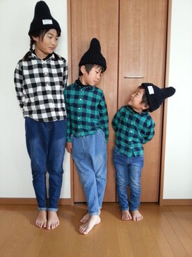 「GU（ジーユー）のアイテム（ニットキャップ/ビーニー、ブルー系）」を使った、MISAさん（レディース・163cm）の秋コーディネート