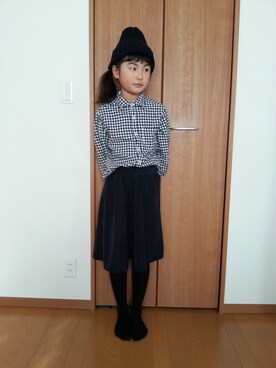 「Right-on（ライトオン）のアイテム（シャツ/ブラウス、ブルー系）」を使った、MISAさん（レディース・163cm）の冬コーディネート