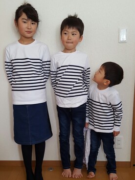 「UNIQLO（ユニクロ）のアイテム（Tシャツ/カットソー、ブルー系）」を使った、MISAさん（レディース・163cm）の春コーディネート