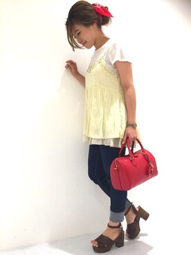 「Samantha Tiara（サマンサティアラ）のアイテム（ネックレス）」を使った、sayakaさん（レディース・156cm）の夏コーディネート