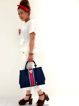 「Samantha Tiara（サマンサティアラ）のアイテム（ネックレス）」を使った、sayakaさん（レディース・156cm）の夏コーディネート