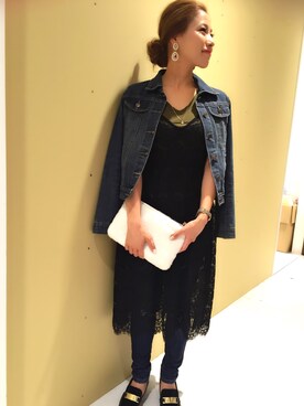 「& chouette（アンドシュエット）のアイテム（クラッチバッグ）」を使った、sayakaさん（レディース・156cm）の秋コーディネート