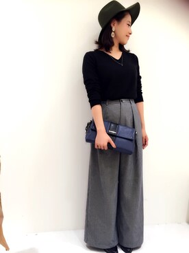 「& chouette（アンドシュエット）のアイテム（クラッチバッグ）」を使った、sayakaさん（レディース・156cm）の秋コーディネート