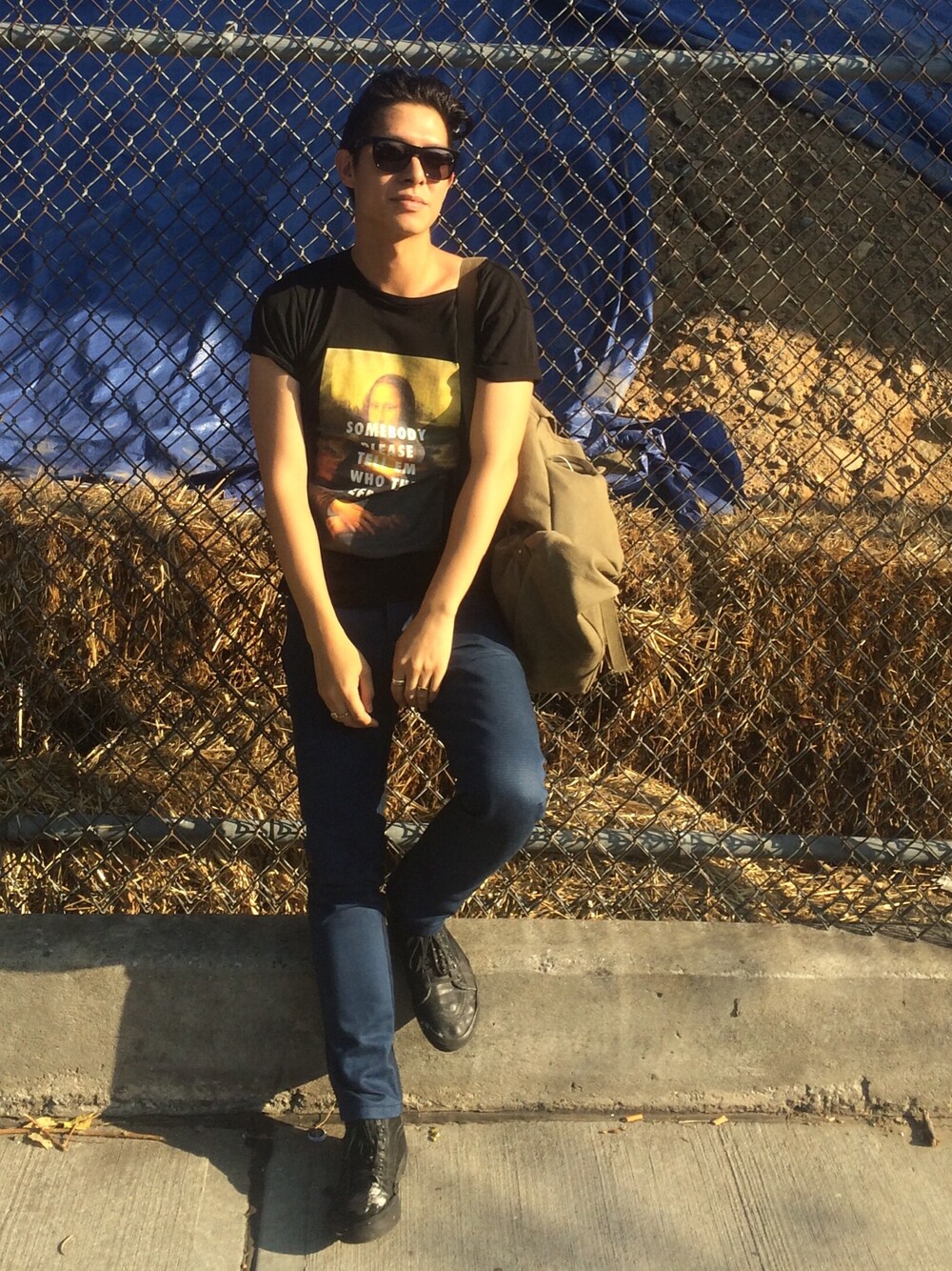 「ootd、sunglasses_vogue、VANS、Tshirts、denim、summer、BROOKLYN、NYC」｜「SUPER BY RETROSUPERFUTUREのアイテム（サングラス、ブラック系）」を使った、Michael Huangさん（メンズ・175cm）の夏コーディネートの1枚目の写真