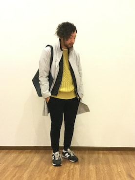 「MA-1」｜「アイテム（ステンカラーコート）」を使った、大平さん（メンズ・170cm）の冬コーディネート
