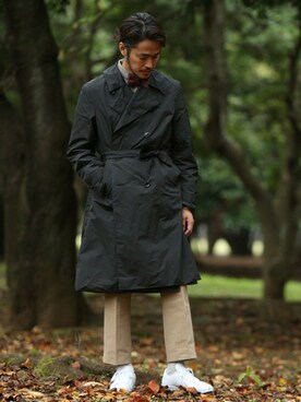 「EDIFICE（エディフィス）のアイテム（トレンチコート）」を使った、EDIFICE 本社さん（メンズ・177cm）の秋コーディネート