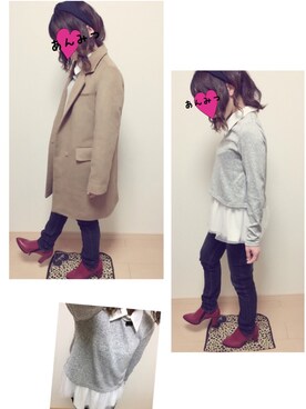 「パールアクセ」｜「アイテム（ブーティ）」を使った、あんみつさん（レディース・154cm）の冬コーディネート