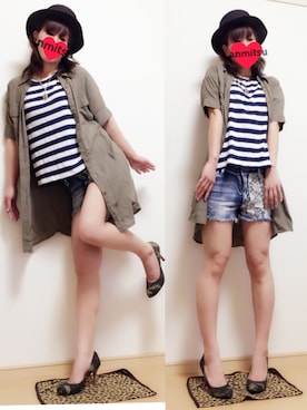 「GRL（グレイル）のアイテム（チュニック）」を使った、あんみつさん（レディース・154cm）の夏コーディネート
