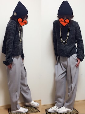 「グレーパンツ」｜あんみつさん（レディース・154cm）の冬コーディネート