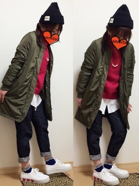「ピンクニット」｜あんみつさん（レディース・154cm）の冬コーディネート