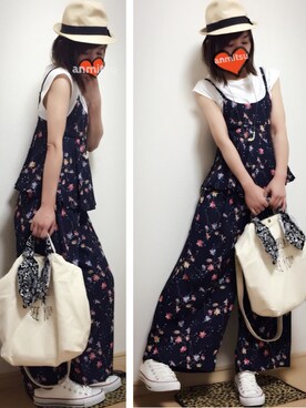 「セットアップスタイル」｜「アイテム（ラッピングキット）」を使った、あんみつさん（レディース・154cm）の夏コーディネート