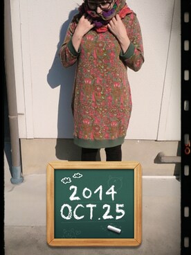 「総柄トップス」｜「アイテム（チュニック）」を使った、Rieさん（レディース・148cm）の秋コーディネート