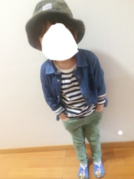 「EDWIN（エドウィン）のアイテム（帽子）」を使った、yuiさん（キッズ・100cm）の春コーディネート
