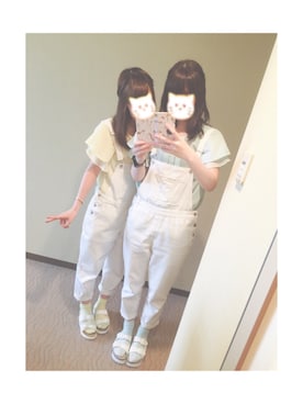 「ベルトサンダル」｜「アイテム（オールインワン・サロペット）」を使った、ｎａａさん（レディース・162cm）の秋コーディネート