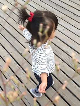 「Cienta（シエンタ）のアイテム（モカシン/デッキシューズ）」を使った、鱼さん（キッズ・90cm）の秋コーディネート