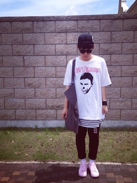 「DRKSHDW by RICK OWENS（ダークシャドウ バイ リックオウエンス）のアイテム（帽子）」を使った、Üさん（メンズ・173cm）の夏コーディネート