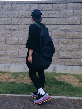 「DRKSHDW by RICK OWENS（ダークシャドウ バイ リックオウエンス）のアイテム（帽子）」を使った、Üさん（メンズ・173cm）の夏コーディネート