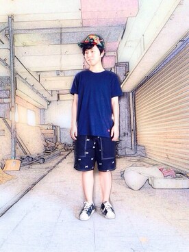 「DENIM BY VANQUISH & FRAGMENT（デニムバイヴァンキッシュフラグメント）のアイテム（トップス）」を使った、Austin さん（レディース・158cm）の春コーディネート