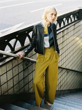 「アイテム（ジャケット/アウター）」を使った、yuki hamanoさん（レディース・176cm）の秋コーディネート