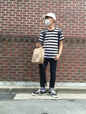 「WACK（ワック）のアイテム」を使った、황유성さん（メンズ・170cm）の夏コーディネート